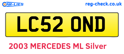 LC52OND are the vehicle registration plates.