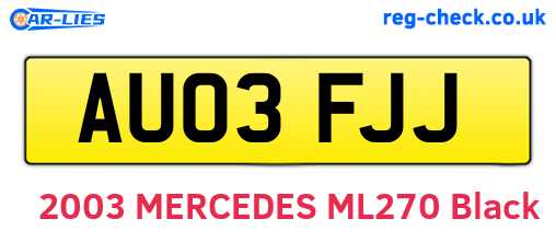 AU03FJJ are the vehicle registration plates.