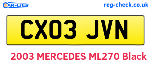 CX03JVN are the vehicle registration plates.