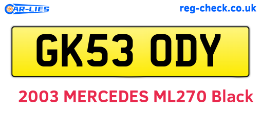 GK53ODY are the vehicle registration plates.