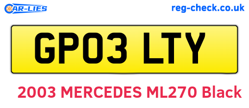 GP03LTY are the vehicle registration plates.