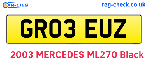 GR03EUZ are the vehicle registration plates.