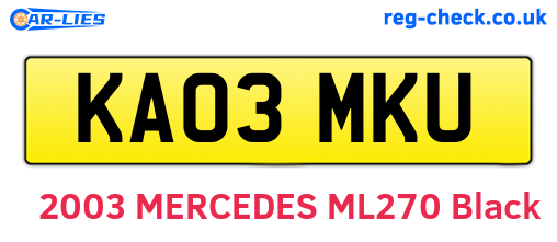 KA03MKU are the vehicle registration plates.