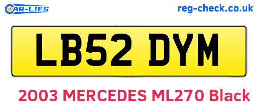 LB52DYM are the vehicle registration plates.