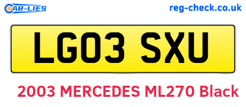 LG03SXU are the vehicle registration plates.