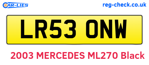 LR53ONW are the vehicle registration plates.
