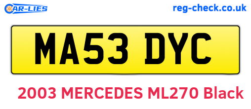 MA53DYC are the vehicle registration plates.