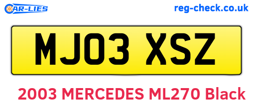 MJ03XSZ are the vehicle registration plates.