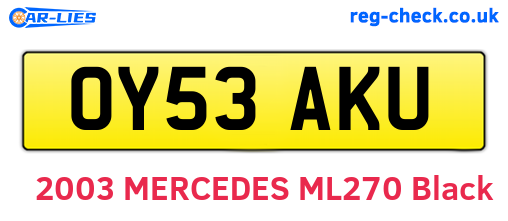 OY53AKU are the vehicle registration plates.