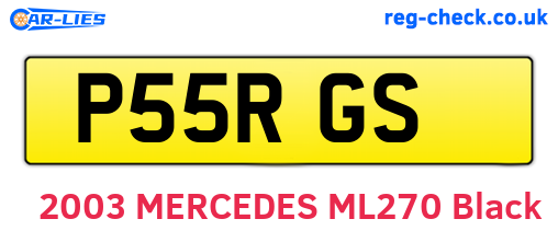 P55RGS are the vehicle registration plates.
