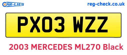 PX03WZZ are the vehicle registration plates.