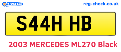 S44HHB are the vehicle registration plates.
