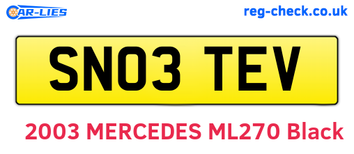 SN03TEV are the vehicle registration plates.
