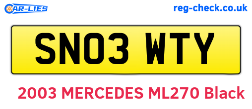 SN03WTY are the vehicle registration plates.
