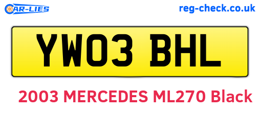 YW03BHL are the vehicle registration plates.