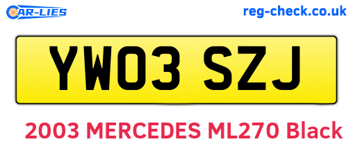 YW03SZJ are the vehicle registration plates.