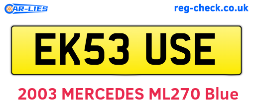 EK53USE are the vehicle registration plates.