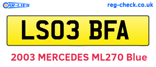 LS03BFA are the vehicle registration plates.