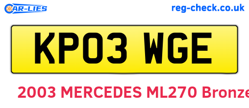 KP03WGE are the vehicle registration plates.
