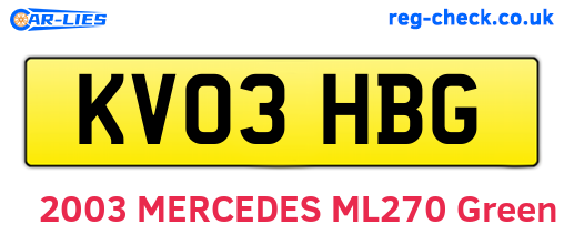 KV03HBG are the vehicle registration plates.