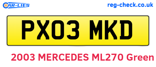 PX03MKD are the vehicle registration plates.