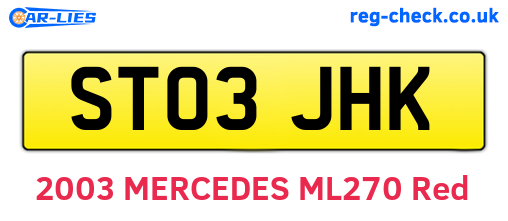 ST03JHK are the vehicle registration plates.