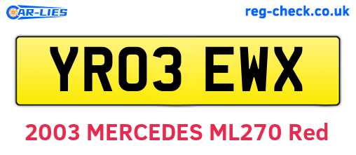 YR03EWX are the vehicle registration plates.