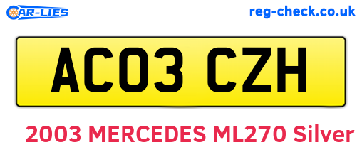 AC03CZH are the vehicle registration plates.