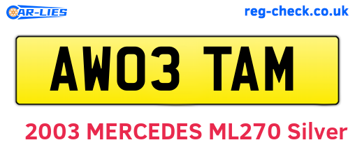AW03TAM are the vehicle registration plates.