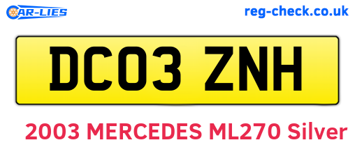 DC03ZNH are the vehicle registration plates.