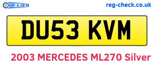 DU53KVM are the vehicle registration plates.