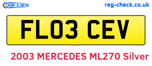 FL03CEV are the vehicle registration plates.