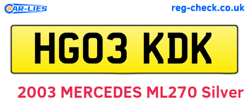 HG03KDK are the vehicle registration plates.