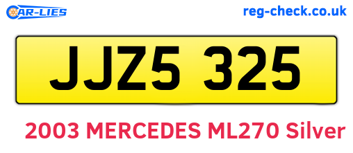 JJZ5325 are the vehicle registration plates.