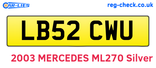 LB52CWU are the vehicle registration plates.