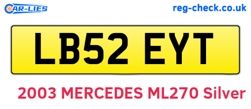 LB52EYT are the vehicle registration plates.
