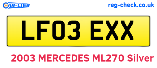 LF03EXX are the vehicle registration plates.