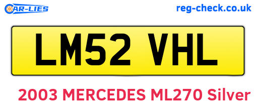 LM52VHL are the vehicle registration plates.
