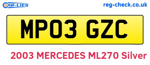 MP03GZC are the vehicle registration plates.