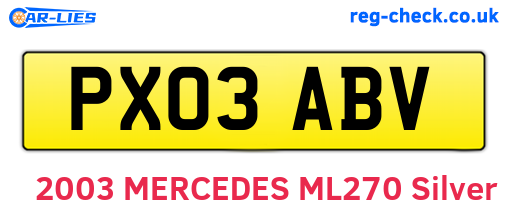 PX03ABV are the vehicle registration plates.