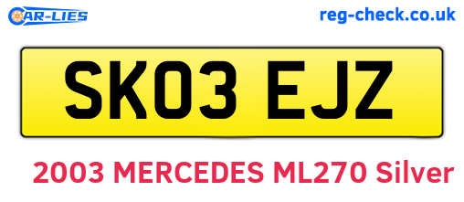 SK03EJZ are the vehicle registration plates.