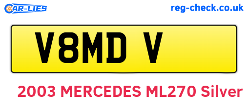 V8MDV are the vehicle registration plates.