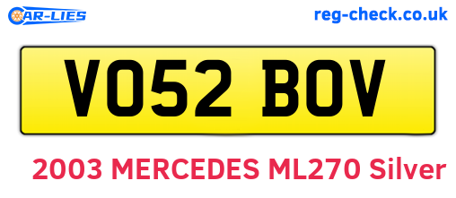 VO52BOV are the vehicle registration plates.