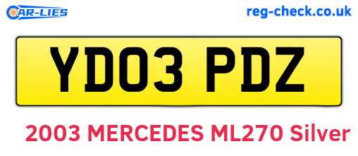 YD03PDZ are the vehicle registration plates.