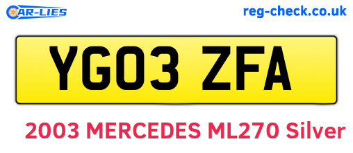YG03ZFA are the vehicle registration plates.