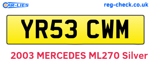 YR53CWM are the vehicle registration plates.