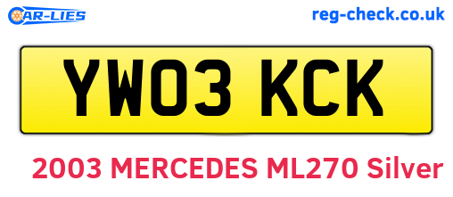 YW03KCK are the vehicle registration plates.