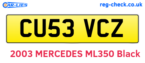 CU53VCZ are the vehicle registration plates.