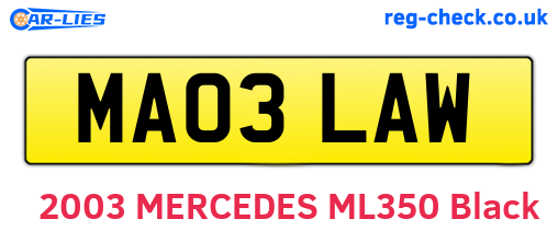 MA03LAW are the vehicle registration plates.