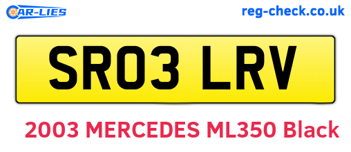 SR03LRV are the vehicle registration plates.